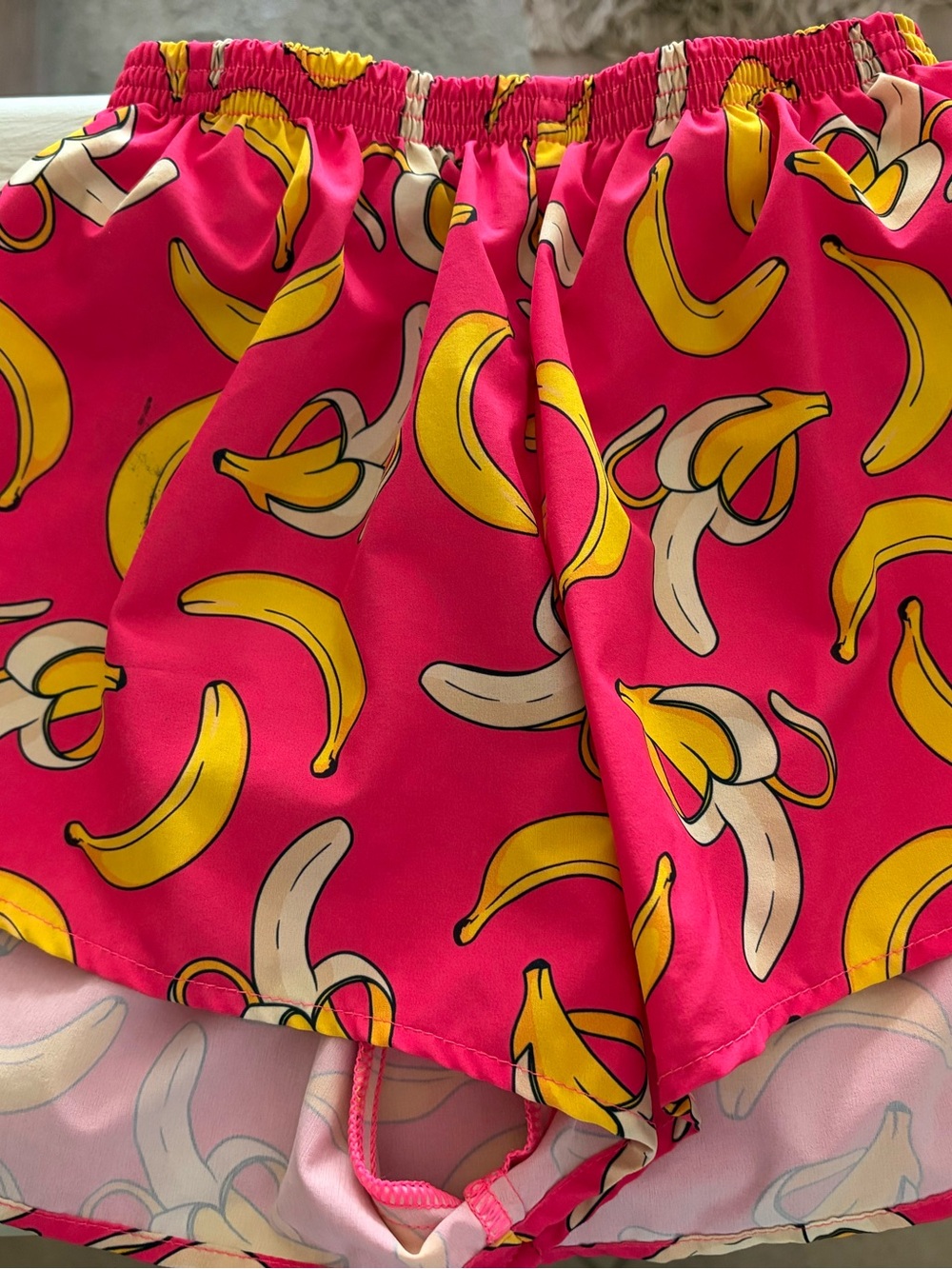 Hot Pink Banana-Print Athletic Shorts